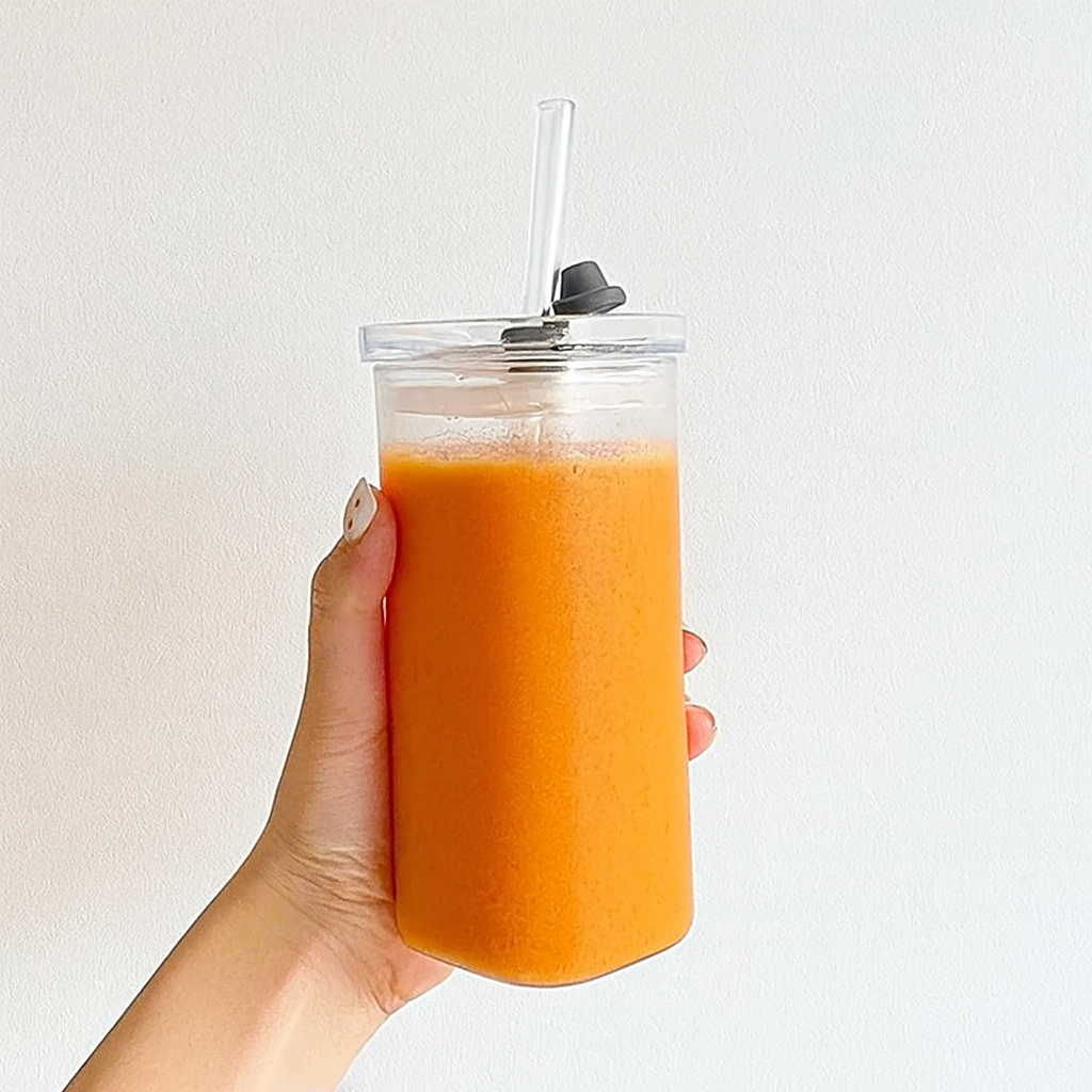 Tasse en verre avec paille et couvercle – 400ml - résistant à la chaleur , parfait pour boire votre smoothie