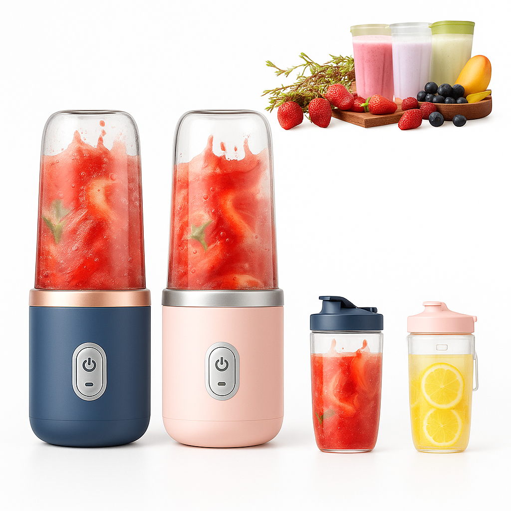 Mixeur portable USB à main – Mini presse-agrumes personnel avec une ou deux tasses, idéal pour les voyages et utilisable comme bouteille d’eau