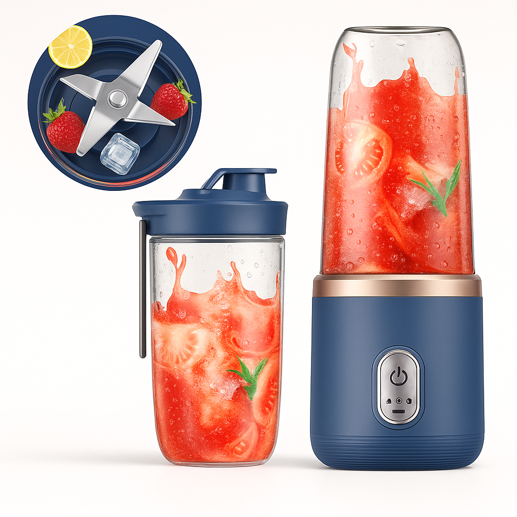 Mixeur portable USB à main – Mini presse-agrumes personnel avec une ou deux tasses, idéal pour les voyages et utilisable comme bouteille d’eau
